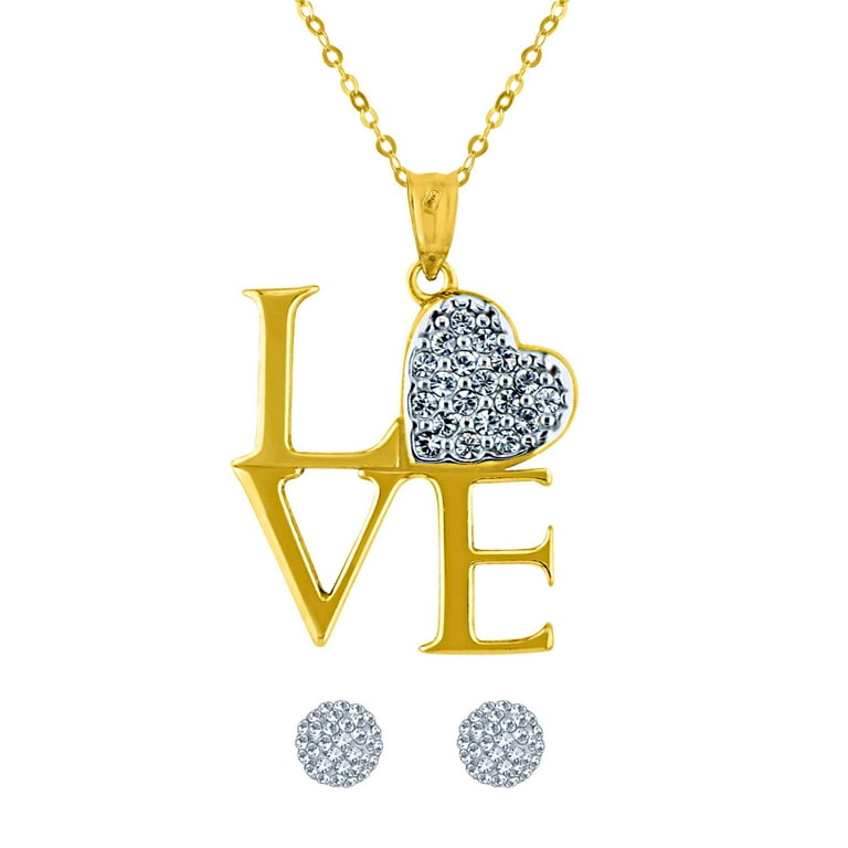 Sterling silver crystal Love studs Sterling silver crystal Love studs