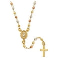 thumbnail image 1 of Brilliance Fine Jewelry 14K Gold Plated Sterling Silver Tri Color Beads Children’s Female Rosary Necklace, 1 of 5