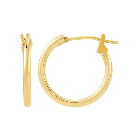 Brilliance Fine Jewelry 14K Yellow Gold 15MM Hollow Round Snap Hoop Earrings