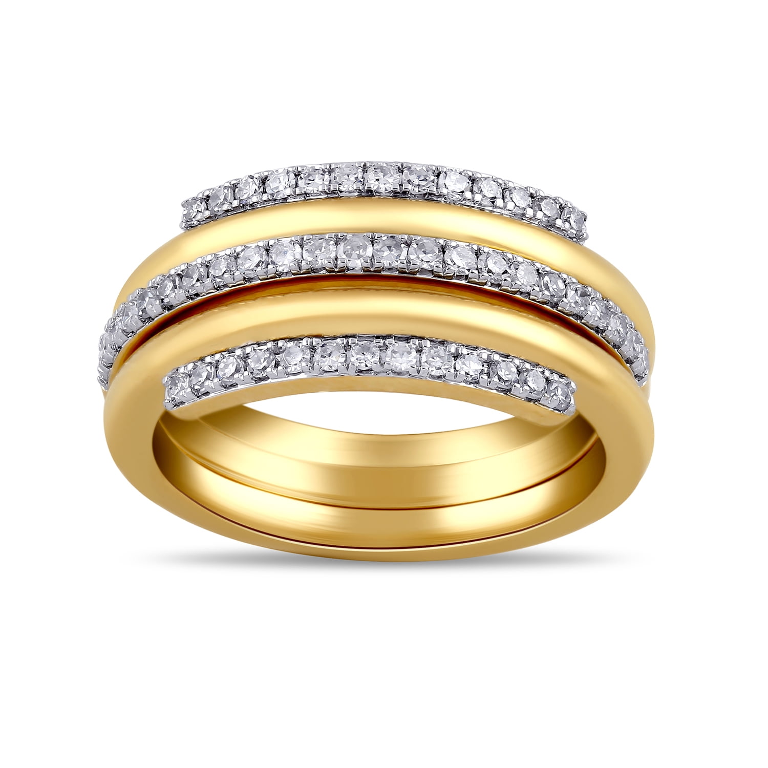 Brilliance Fine Jewelry 14KT Gold-Plated Sterling Silver 3/8ct Lab Grown Diamond Stack Ring