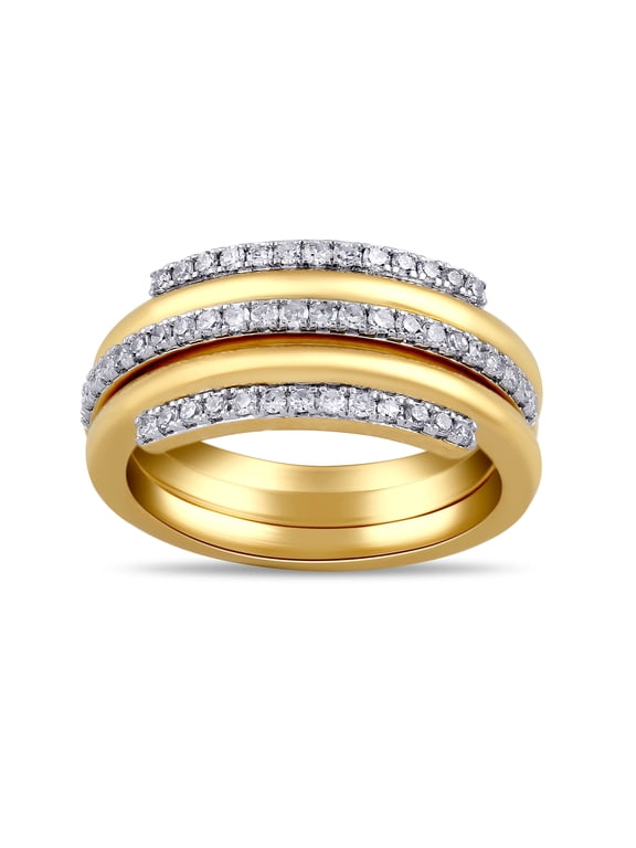 14KT Gold-Plated Sterling Silver 3/8ct Lab Grown Diamond Stack Ring
