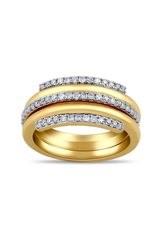 14KT Gold-Plated Sterling Silver 3/8ct Lab Grown Diamond Stack Ring