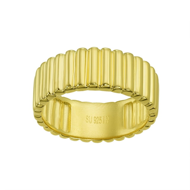 Brilliance Fine Jewelry 14KT Gold over Sterling Ribbed Ring, Size 8