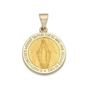 Brilliance Fine Jewelry 14KT Yellow Gold Round Two Sided Miraculous Religious Medal Pendant