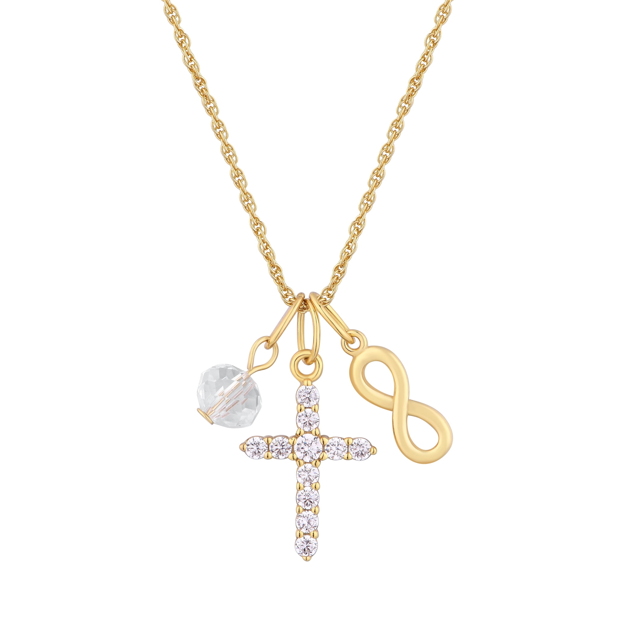 Brilliance Fine Jewelry 14KT over Sterling Cross and Infinity Necklace