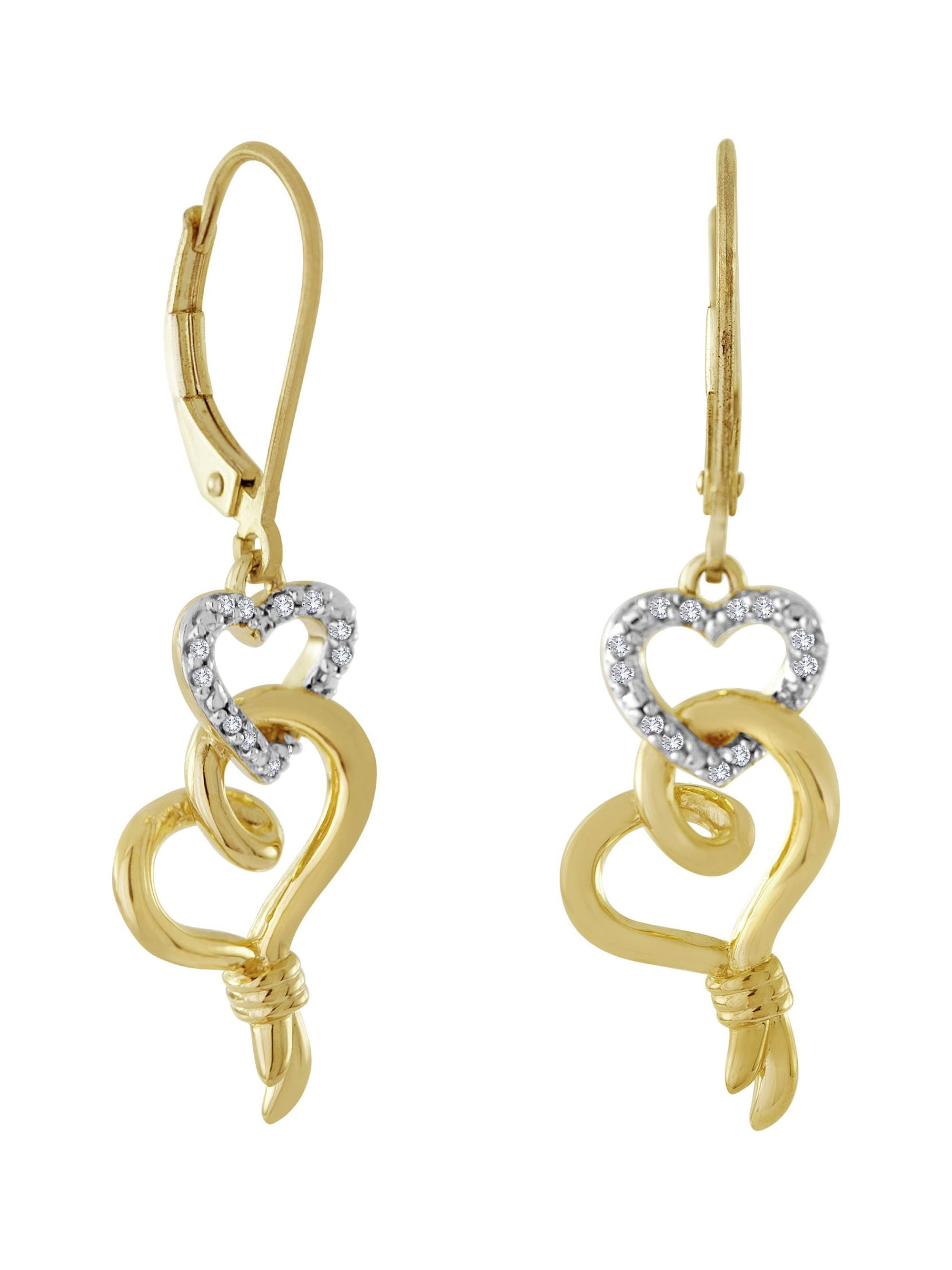 Brilliance Fine Jewelry 14kt Yellow Gold over Sterling Silver 1/10 Carat T.W. Diamond Earring