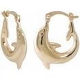 thumbnail image 1 of Brilliance Women's Dolphin Hoop Earrings in 14kt Yellow Gold over Sterling Silver, 1 of 1