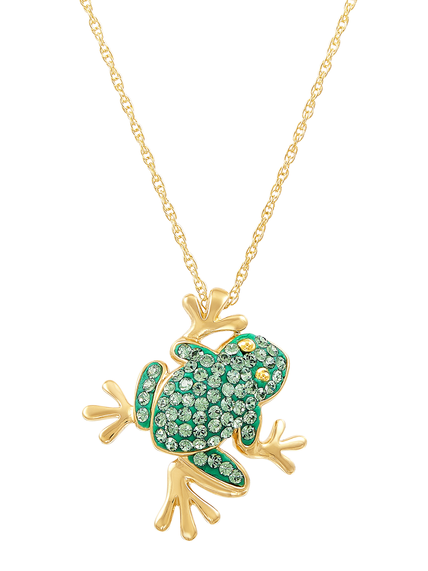 Brilliance Fine Jewelry 18kt Gold over Sterling Silver Frog Pendant made with Crystals, 18" Necklace - image 1 of 4