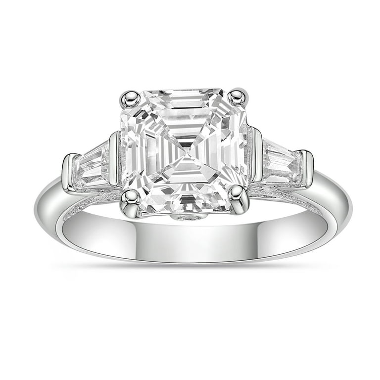 Brilliance Fine Jewelry 925 Sterling Silver Asscher Simulated