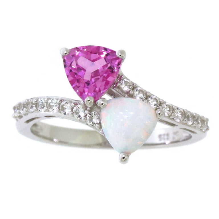Sterling Silver Created Pink and White Sapphire Ring Sterling Silver Created Pink and White Sapphire Ring