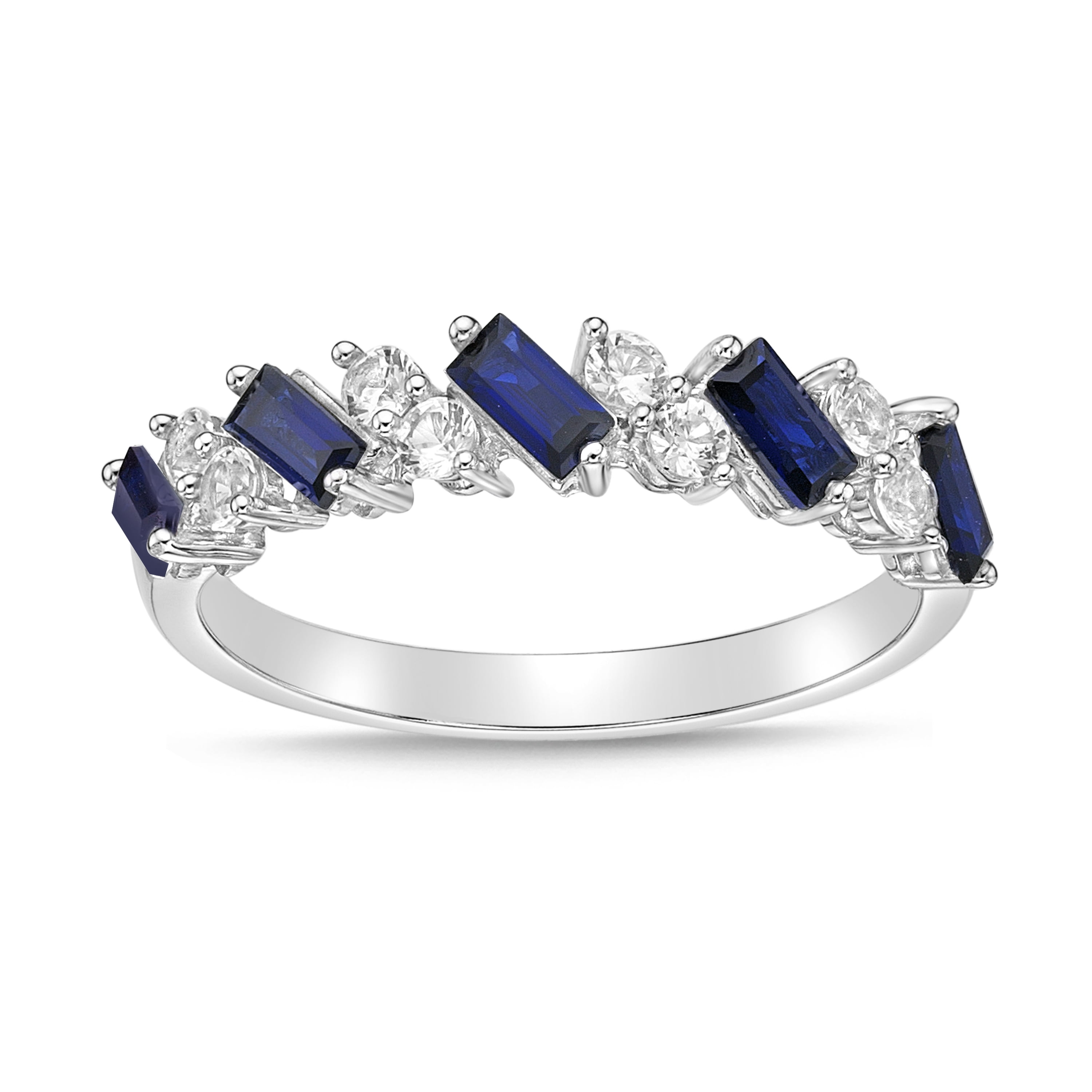 Brilliance Fine Jewelry 925 Sterling Silver Created Sapphire and White