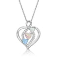 thumbnail image 1 of Brilliance Fine Jewelry 925 Sterling Silver Lab Created Blue, Pink and White Opal with Simulated White Diamond Heart Pendant, 18" Chain, 1 of 2