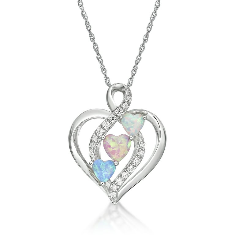 White opal shop heart necklace