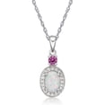thumbnail image 1 of Brilliance Fine Jewelry 925 Sterling Silver Oval Lab Created Opal, Pink Sapphire and White Sapphire Pendant, 18" Chain, 1 of 2