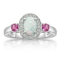 thumbnail image 1 of Brilliance Fine Jewelry 925 Sterling Silver Oval Lab Created Opal, Pink Sapphire and White Sapphire Ring, 1 of 2