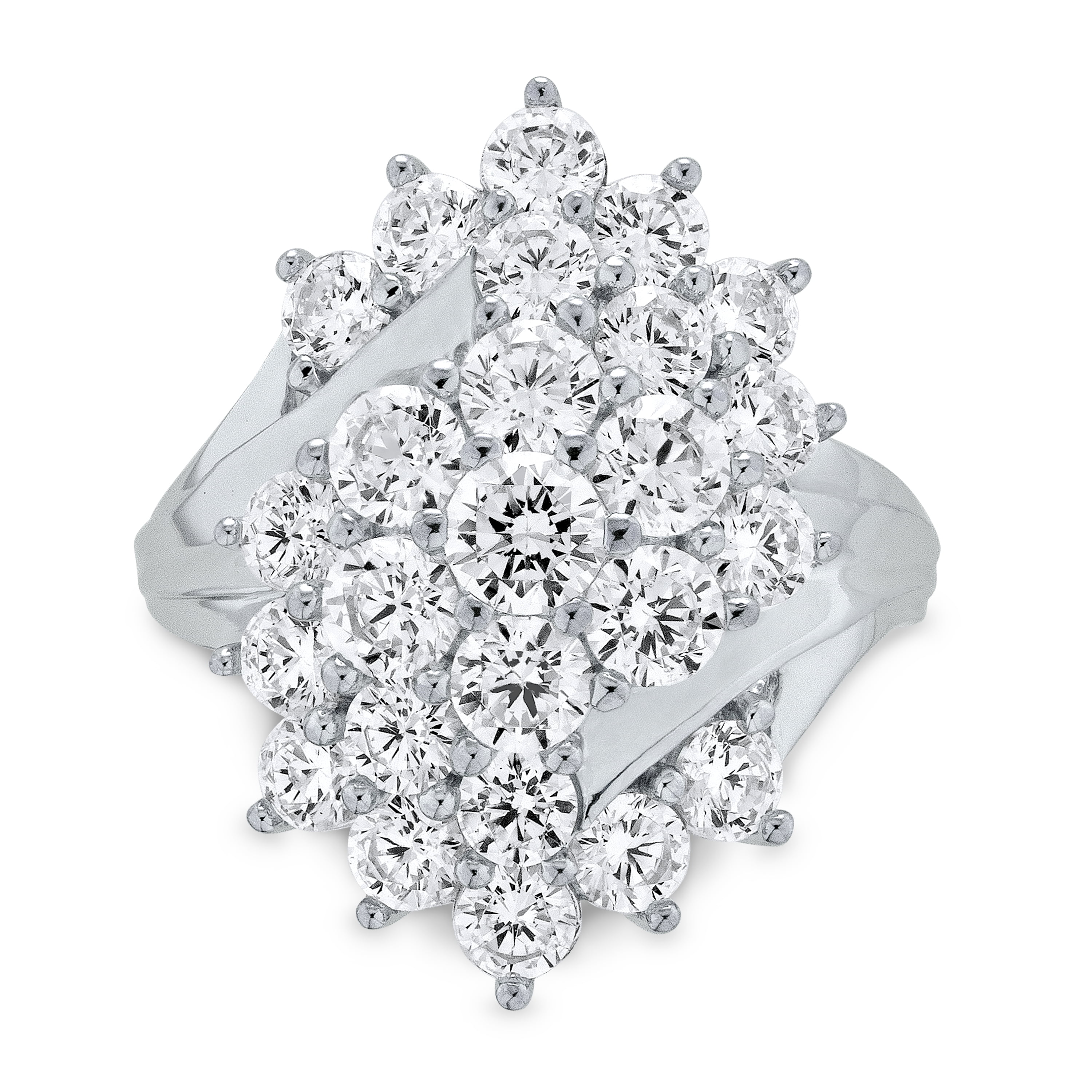 Brilliance Fine Jewelry Cocktail Round Rings, Sterling Silver, 8", Cubic Zirconia