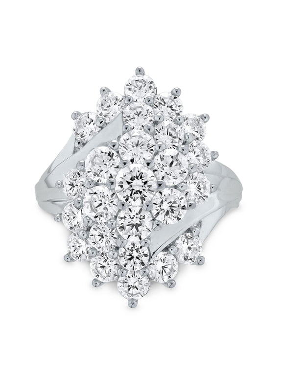 925 Sterling Silver Simulated White Diamond Cocktail Ring