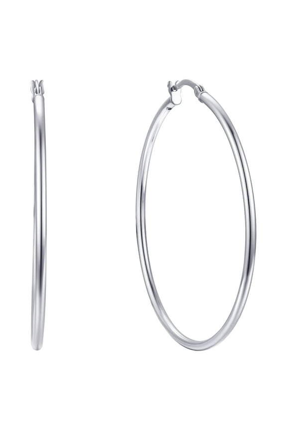 Adult Click Top Hoops in Sterling Silver 50MM