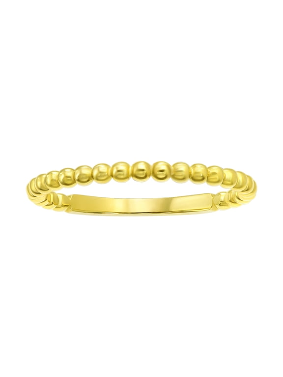 Adult Ladies Stackable 10KT Yellow Gold Beaded Band Ring, Size 7
