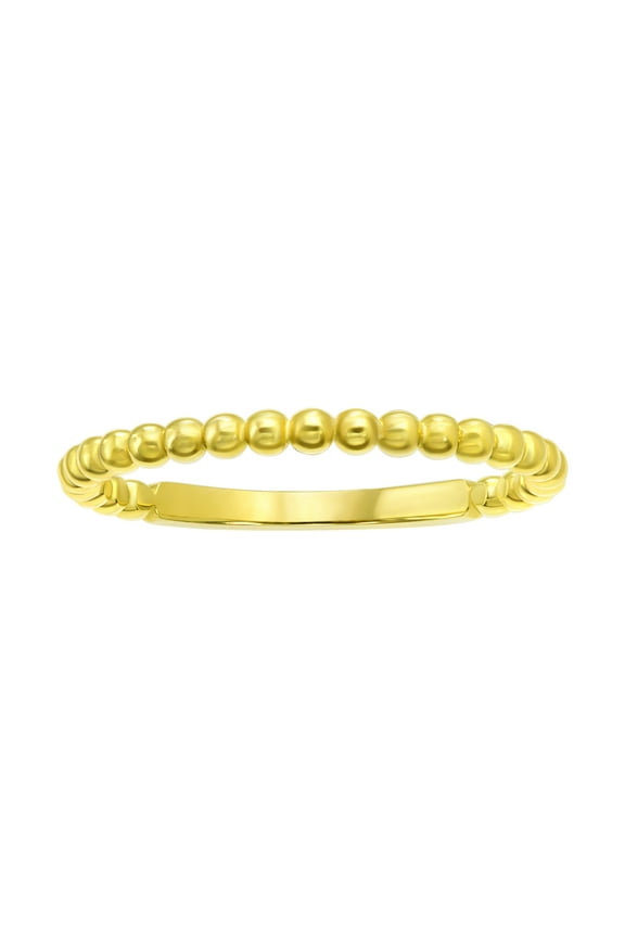Adult Ladies Stackable 10KT Yellow Gold Beaded Band Ring, Size 7