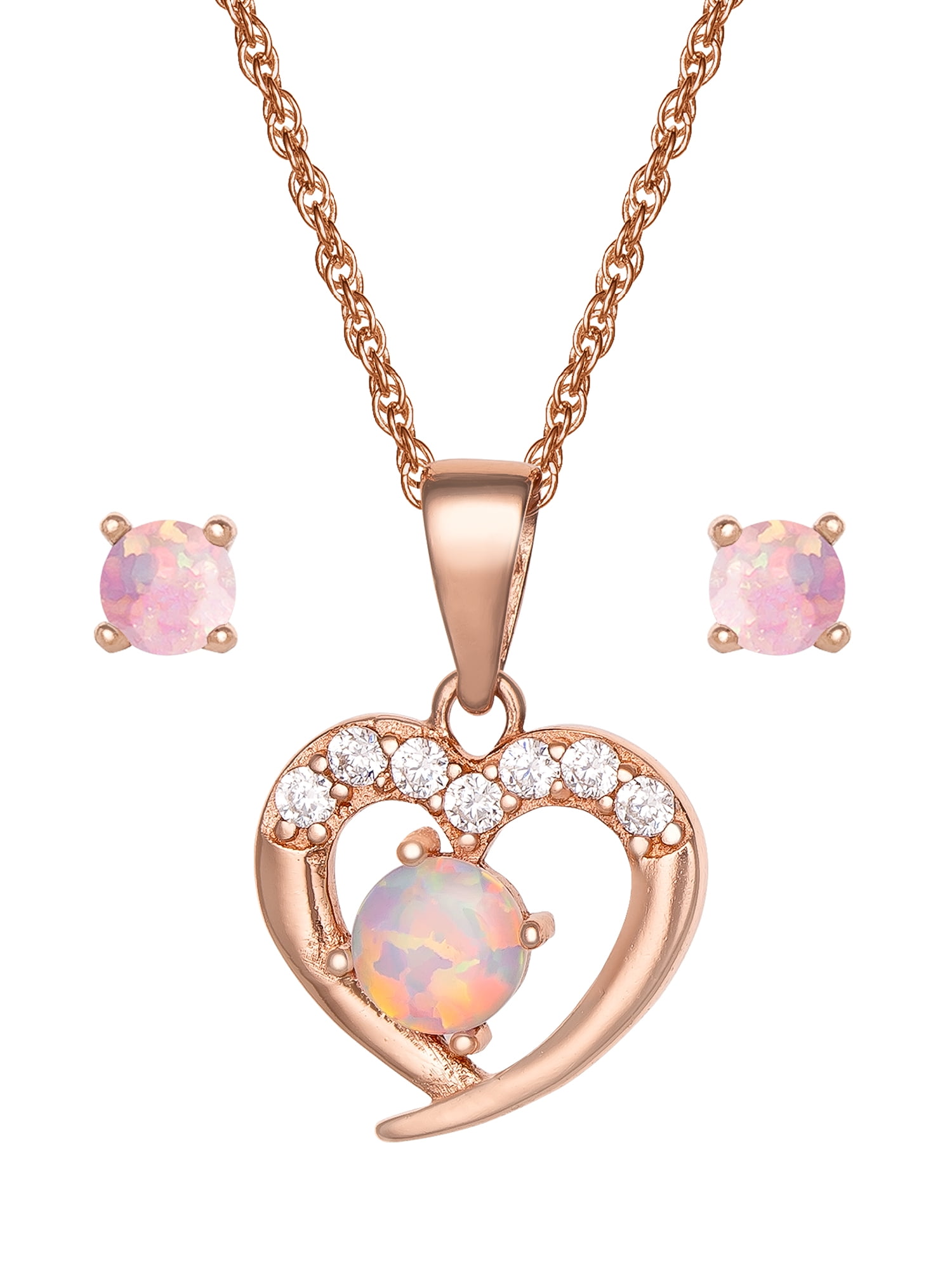 Brilliance Fine Jewelry Adult Women's Sterling Silver Cubic Zirconia and Created Opal Cross Pendant, 18" Chain