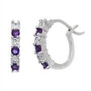 Brilliance Fine Jewelry Amethyst and Cubic Zirconia Earrings, 1.5 ct. t.w. Sterling Silver, 0.62
