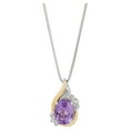 thumbnail image 1 of Brilliance Fine Jewelry Amethyst and Diamond Accent Birthstone Pendant Necklace in Sterling Silver with 10kt Yellow Gold, 18", 1 of 5