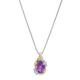 thumbnail image 1 of Brilliance Fine Jewelry Amethyst and Diamond Accent Birthstone Pendant Necklace in Sterling Silver with 10kt Yellow Gold, 18", 1 of 4