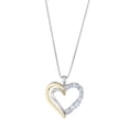 thumbnail image 1 of Brilliance Fine Jewelry Aquamarine Created White Sapphire Heart Pendant in Sterling Silver and 10K Gold, 1 of 4