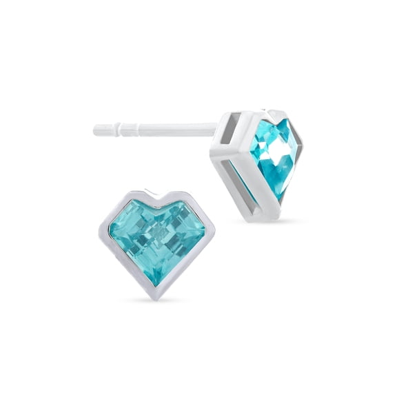 Brilliance Fine Jewelry Aquamarine Cubic Zirconia Heart Sterling Silver Earrings