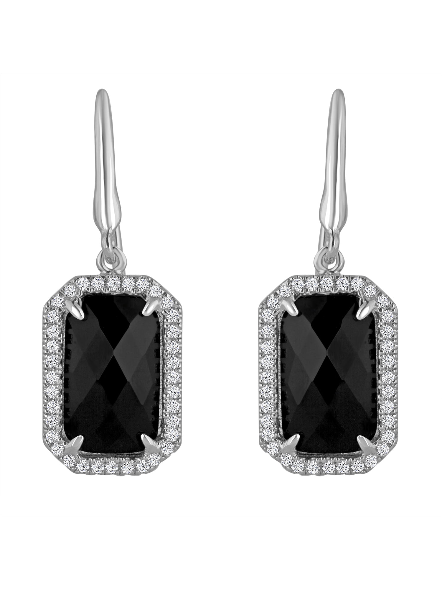 Brilliance Fine Jewelry Black Onyx Fine Silver-Tone Rectangular Earrings, Women's, Size: One Size