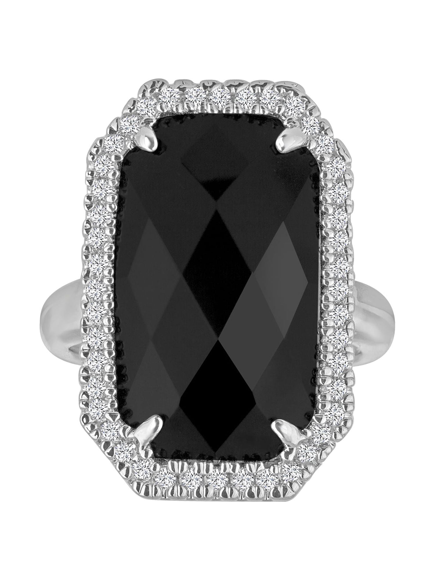 Brilliance Fine Jewelry Black Onyx Fine Silver-Tone Rectangular Ring
