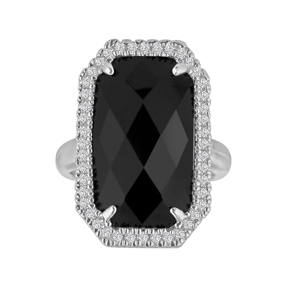 Brilliance Fine Jewelry Black Onyx Fine Silver-Tone Rectangular Ring
