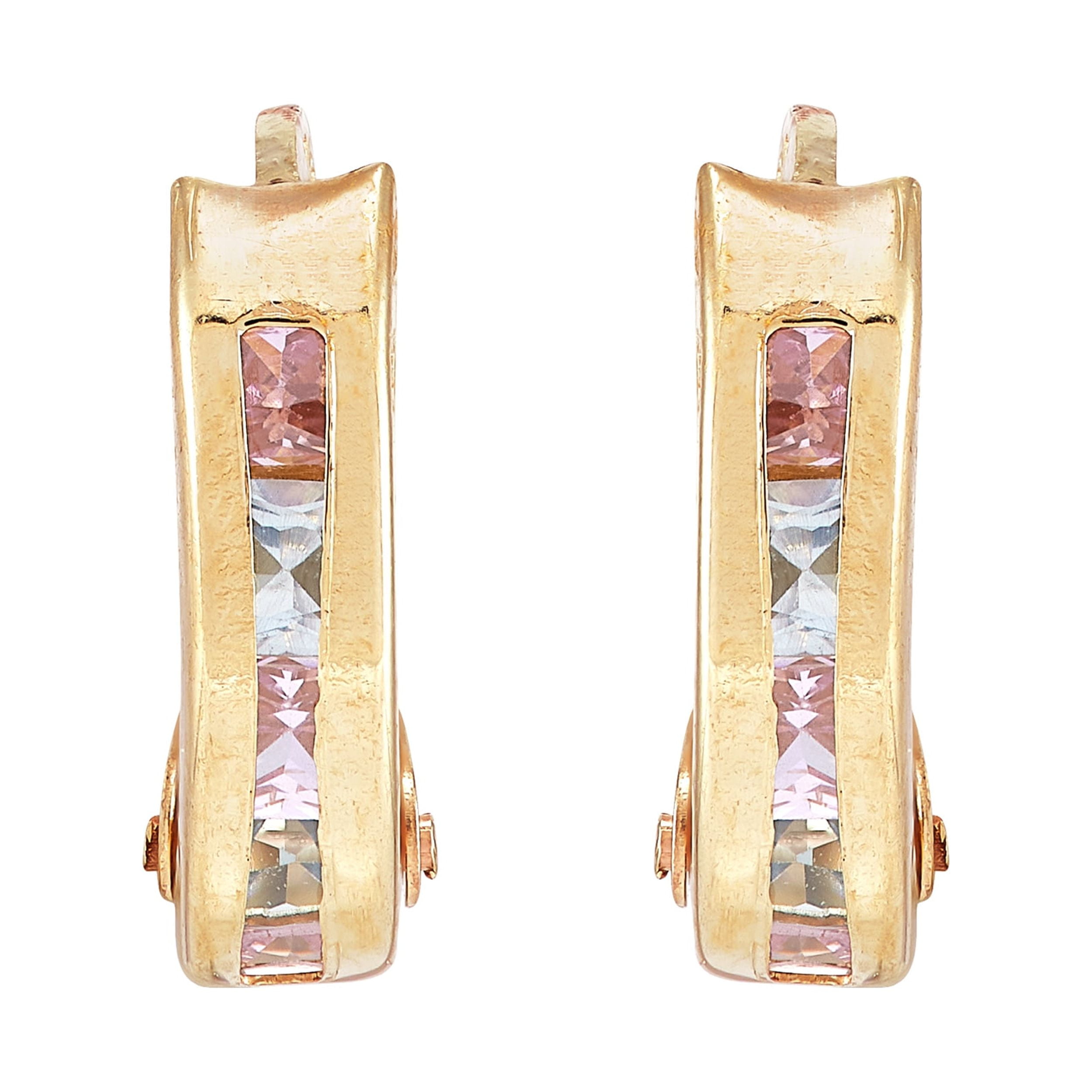 Brilliance Fine Jewelry Cubic Zirconia Huggie Style Earrings in 10K Yellow Gold