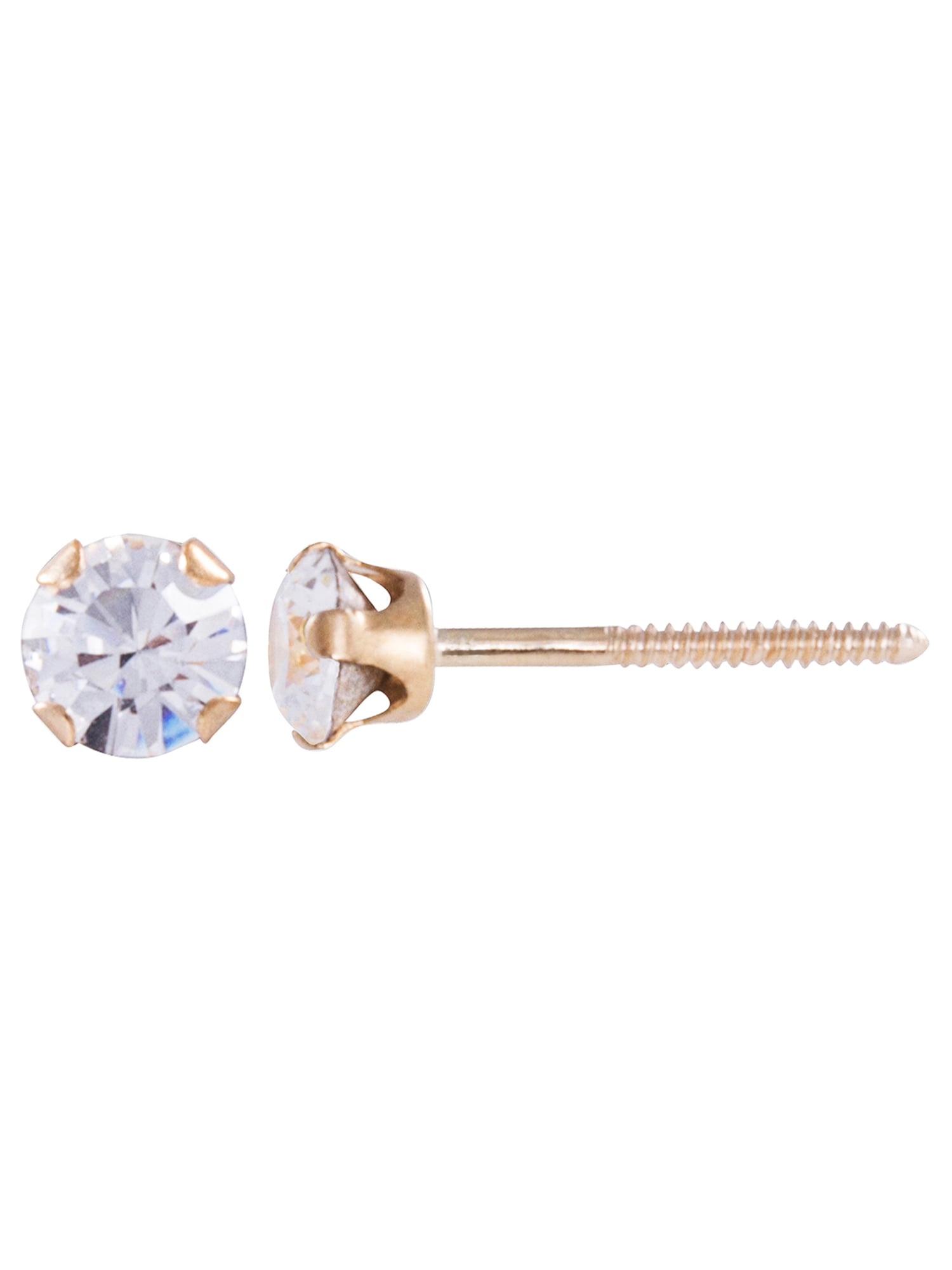 Brilliance Fine Jewelry CZ Round Stud Earrings, 14K, Yellow Gold, 2.50 in
