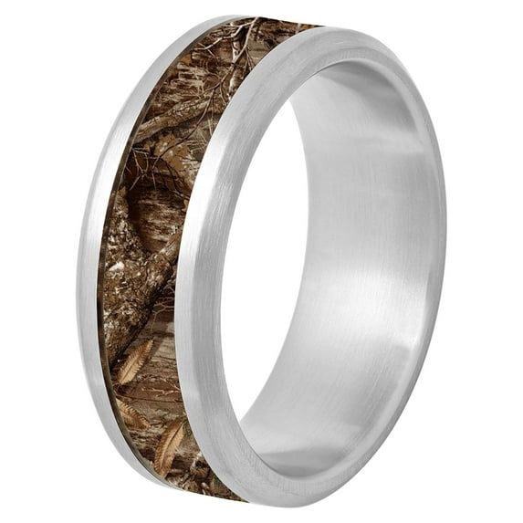 Brilliance Fine Jewelry Camo Carbon Fiber Inlay Wedding Band, Stainless Steel
