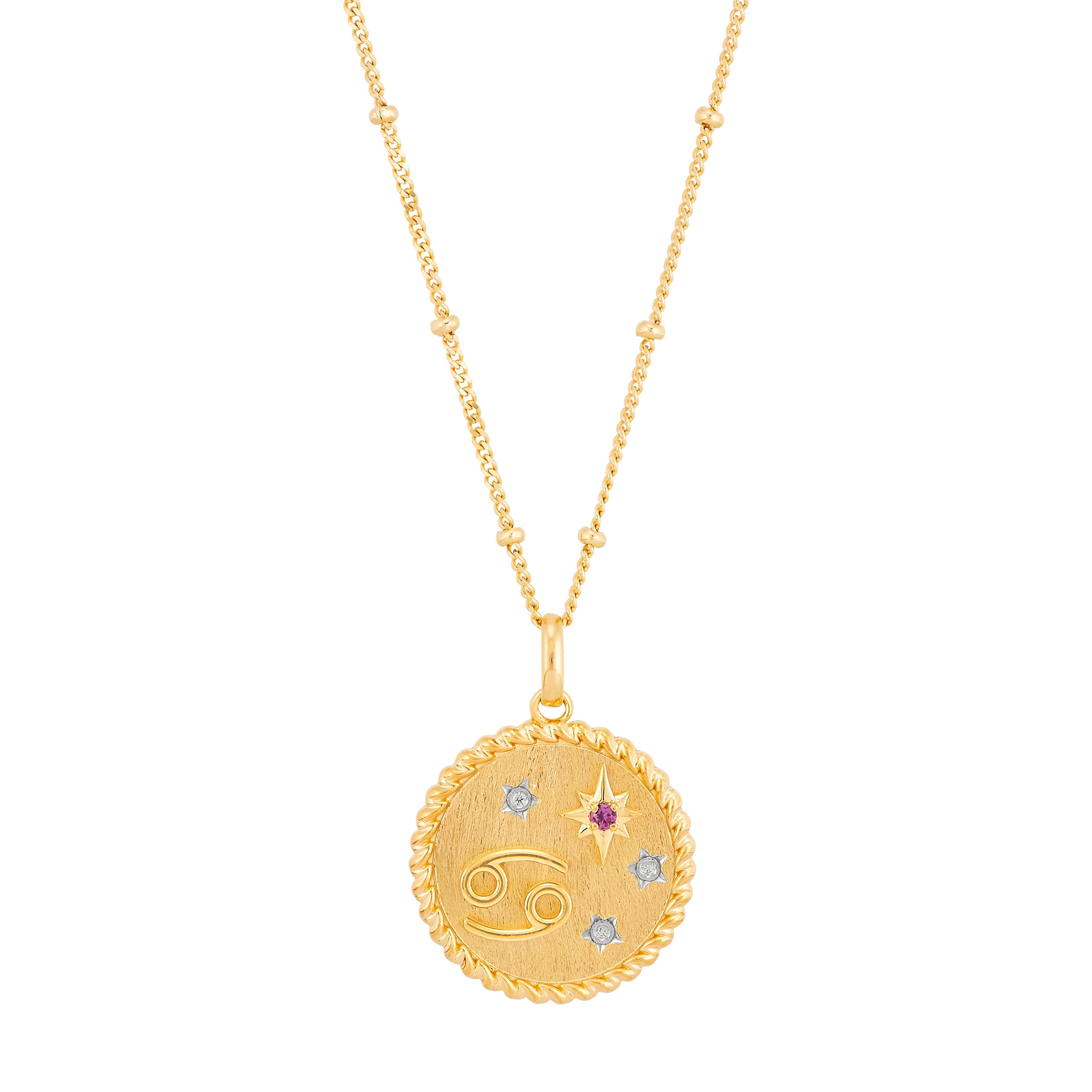 Brilliance Fine Jewelry Cancer Symbol Pendant in Sterling Silver and 14K Gold Plate,20"