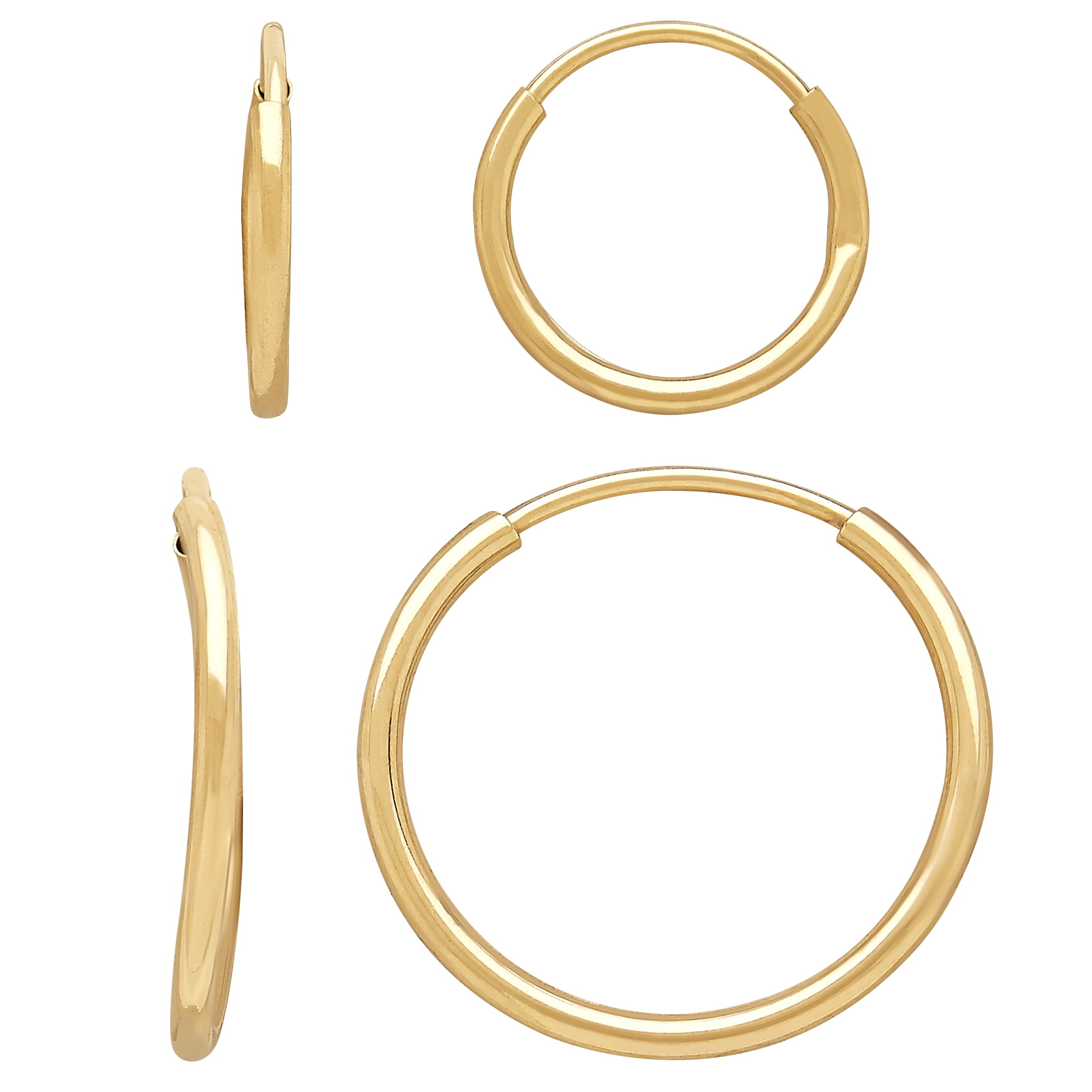 Brilliance Fine Jewelry Children's 10K Yellow Gold Polished Endless Hoop Earrings Set