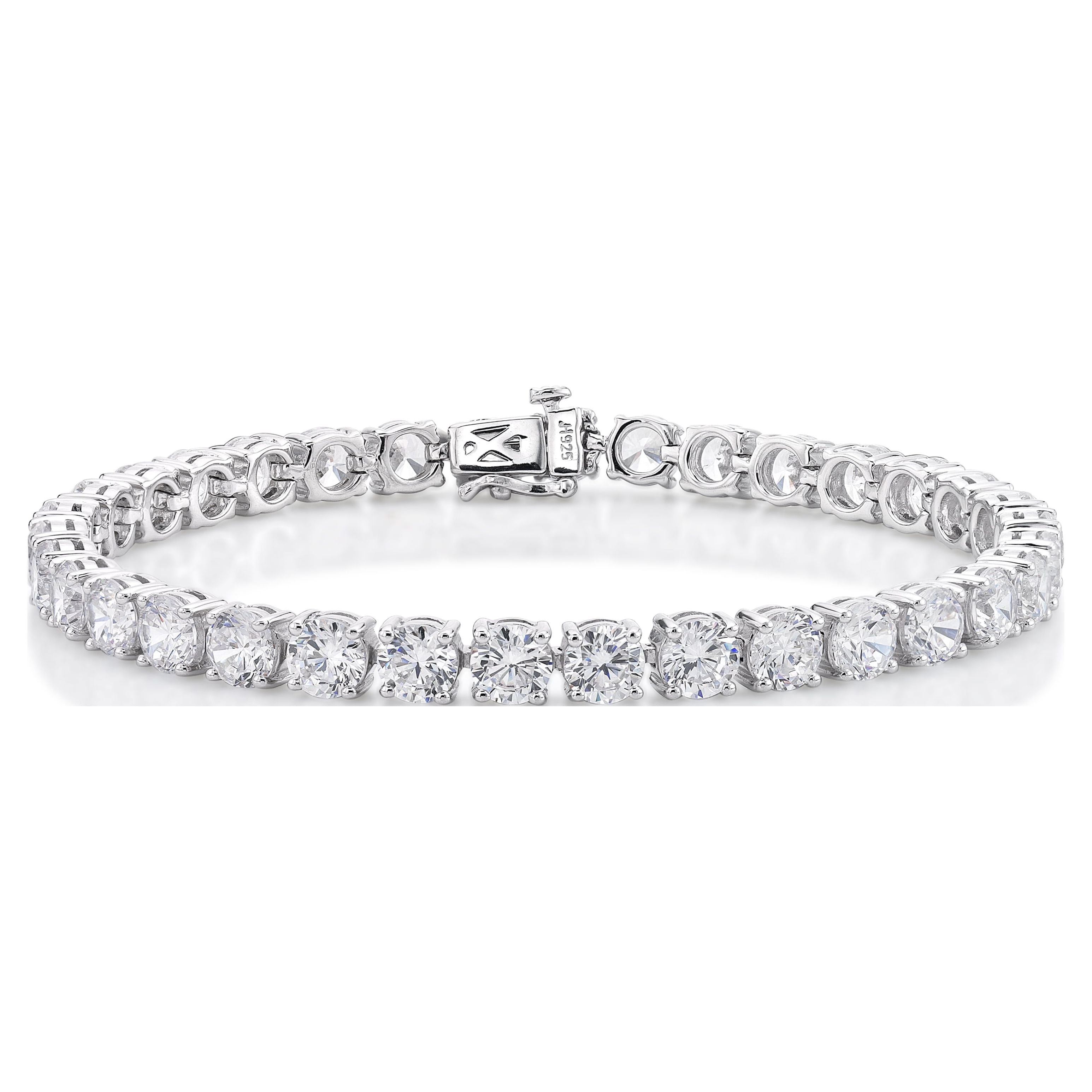 Brilliance Fine Jewelry Classic Tennis Bracelet Simulated White Diamond 7.25" in 925 Sterling Silver