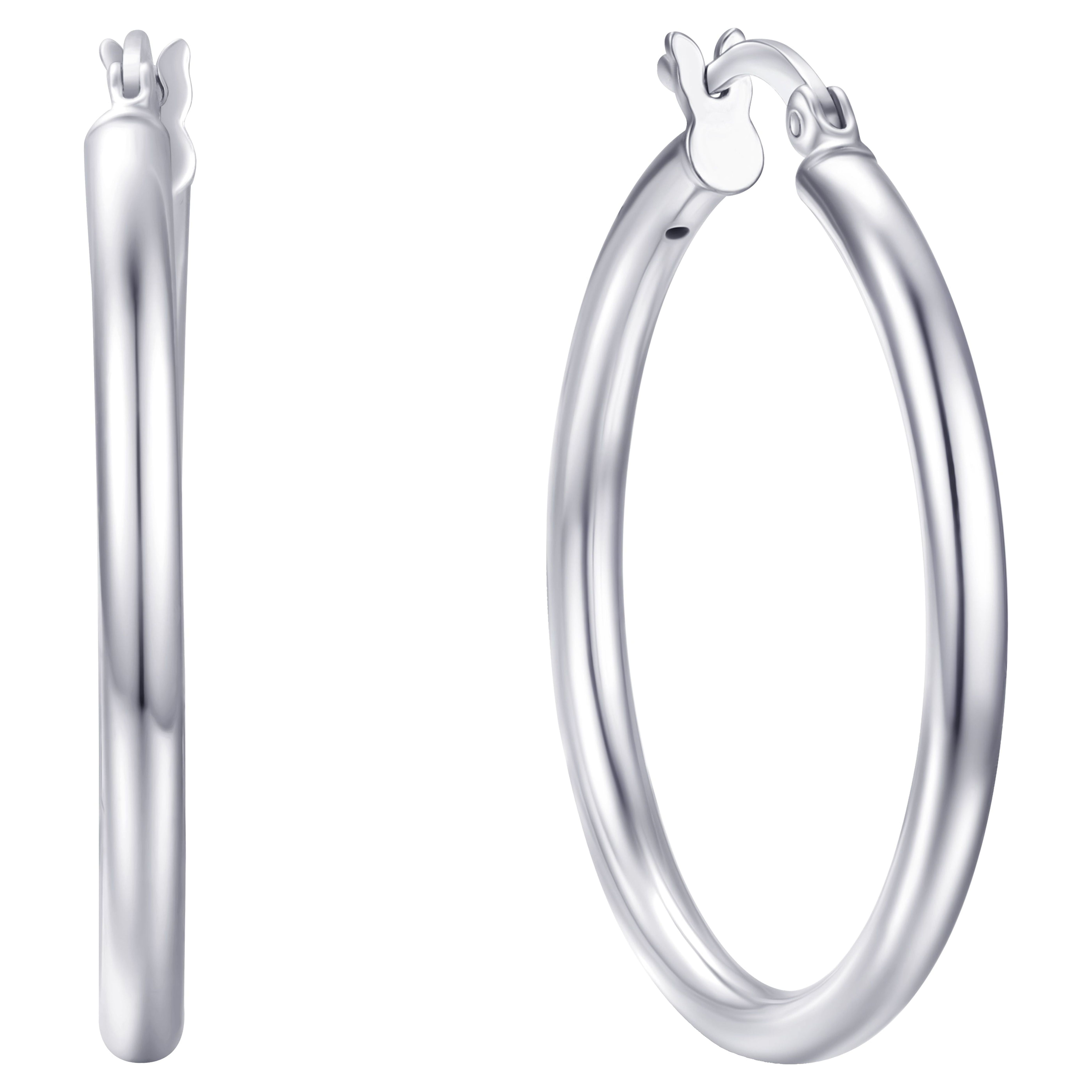 Orecchini A Cerchio Grandi Rettangolari In Argento 925 – Charmsy, Leggeri, 53 X 25 Mm