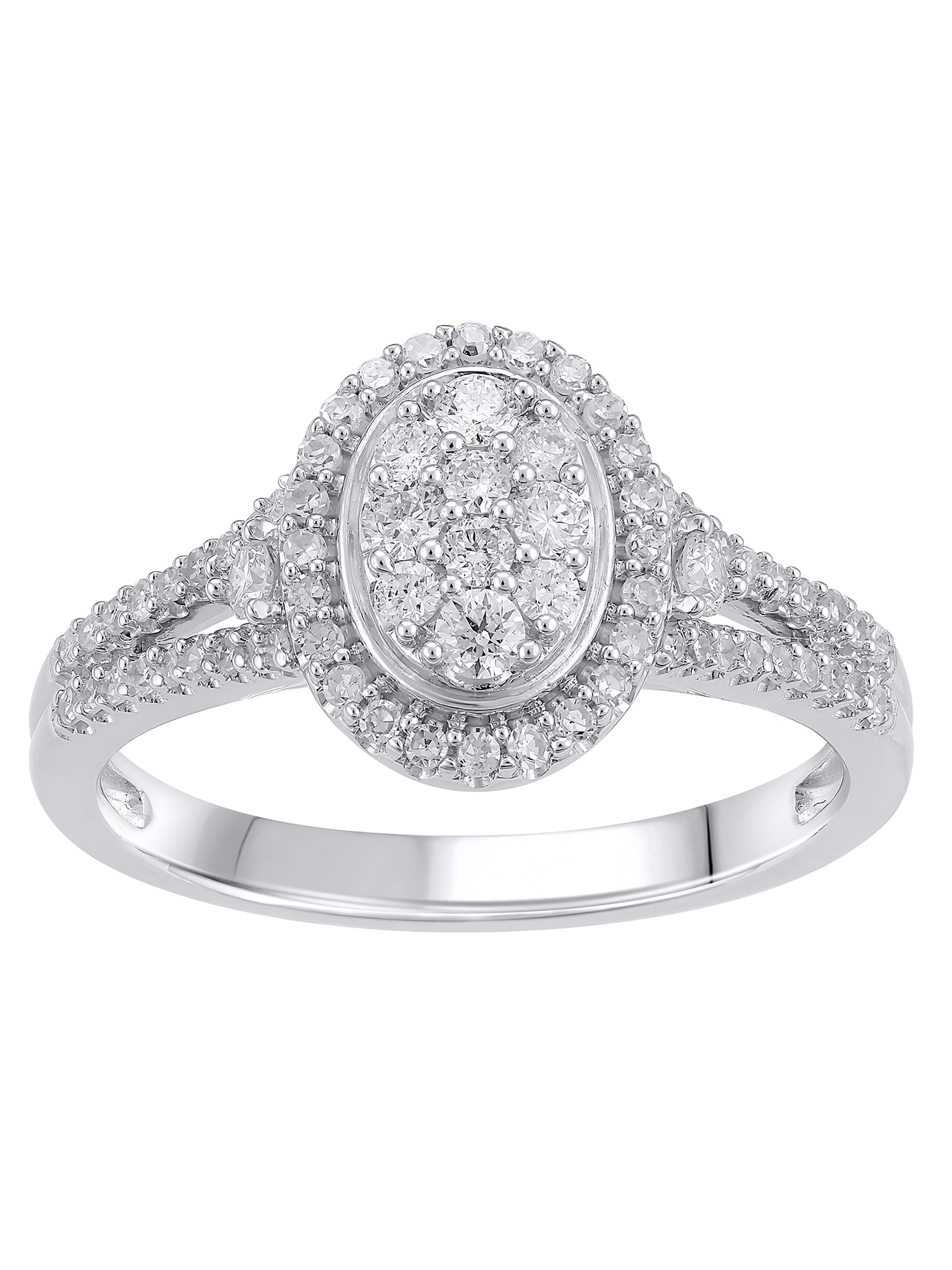 Brilliance Fine Jewelry Cluster Diamond Engagement Ring 1/2 ct. t.w. Sterling Silver