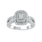 BRILLIANCE FINE JEWELRY Composite Lab Grown Diamond Engagement Women Ring 1 ct Sterling Silver