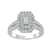 BRILLIANCE FINE JEWELRY 1 Ct Lab Grown Diamond Composite Halo Engagement Women's Ring Sterling Silver