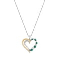 thumbnail image 1 of Brilliance Fine Jewelry Created Emerald White Sapphire Heart Pendant in Sterling Silver and 10K Gold, 1 of 4