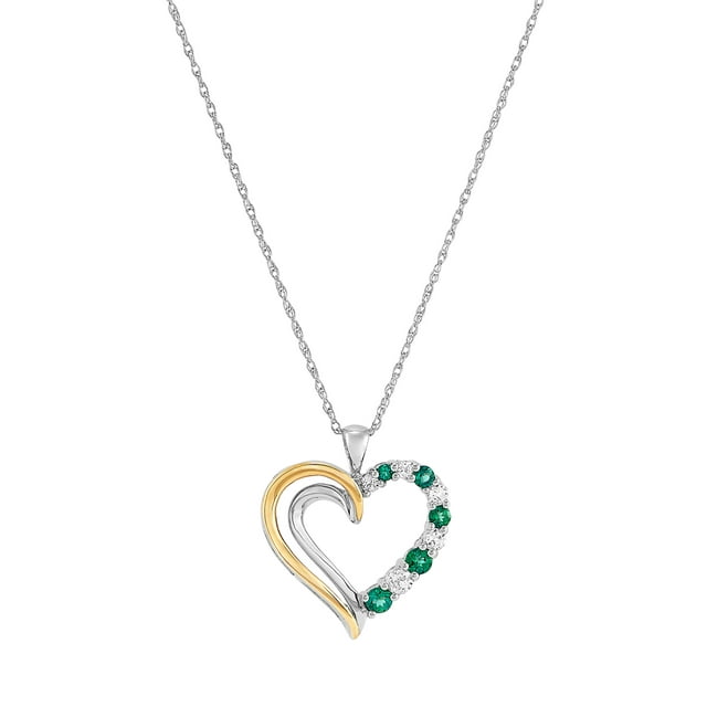 Brilliance Fine Jewelry Created Emerald and White Sapphire Heart