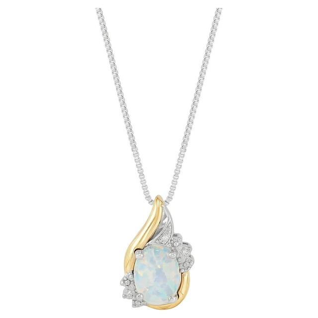 Brilliance Fine Jewelry Created Opal Diamond Accent Necklace in