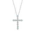 thumbnail image 1 of Brilliance Fine Jewelry Created Opal and Cubic Zirconia Cross Pendant in Sterling Silver, 1 of 3