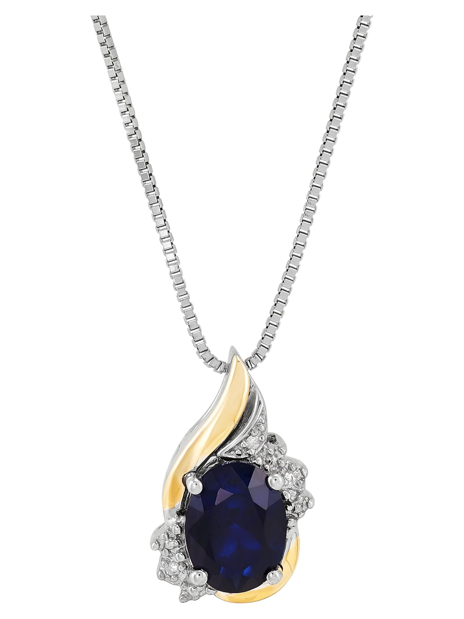 Sapphire and Diamond Necklace in 14Kt Yellow Gold - Morgan's Treasure