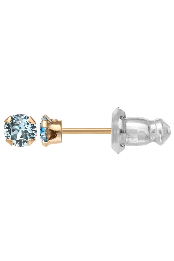 Crystal Stud Earrings, 14K, Yellow Gold, 2.50''