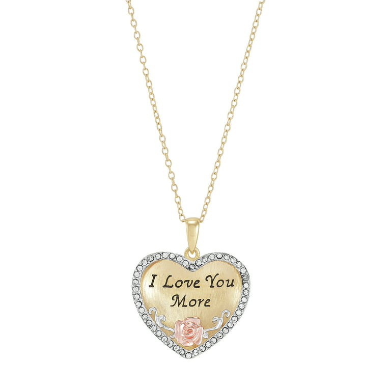 Gold Heart Necklace With Marble Message Display Card